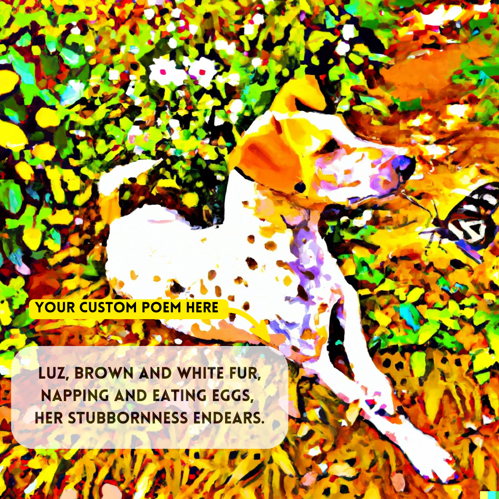 Dog White & Brown: Your Custom PoemAI with Original Impressionist Art on Canvas