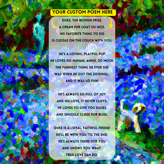 Dog Cream: Your Custom PoemAI with Original Impressionist Art on Canvas