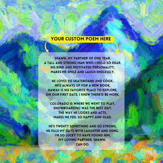 Nature Mountain Range: Your Custom PoemAI with Original Impressionist Art on Canvas