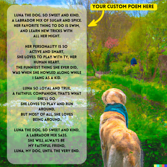 Dog Retriever: Your Custom PoemAI with Original Impressionist Art on Canvas