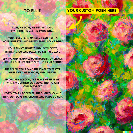 Flowers Roses: Your Custom PoemAI with Original Impressionist Art on Canvas